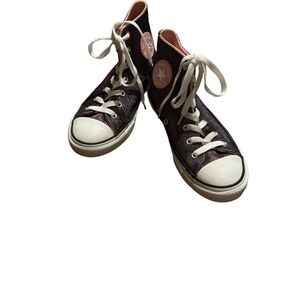 Girls Purple Glitter Converse High Top. Size 2.